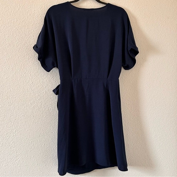 LUSH Rolled Wrap Dress Sleeves Navy Blue Women Size XL - Picture 7 of 12